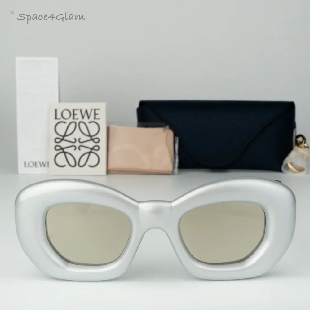 Loewe Men Sunglasses LW40117I 20C Silver Grey Smoke Mirror Cat Eye BRAND NEW